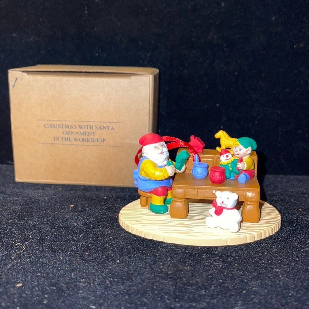 Avon Vintage “Christmas With Santa” Collectible Ornament “In the Workshop”